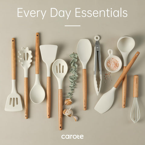 CAROTE egg whisk included for beating ingredients with durable silicone.