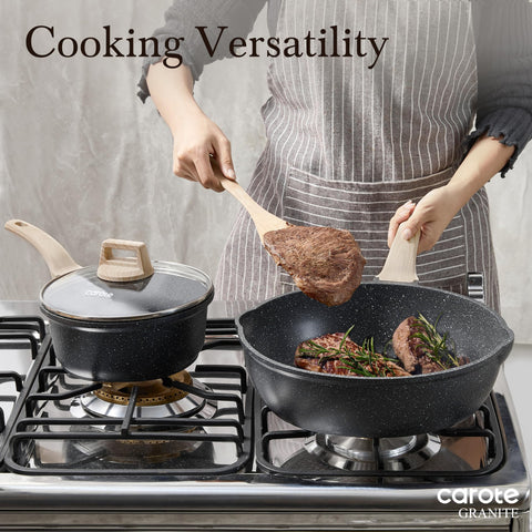 CAROTE tempered glass lid lets you monitor simmer without splatters
