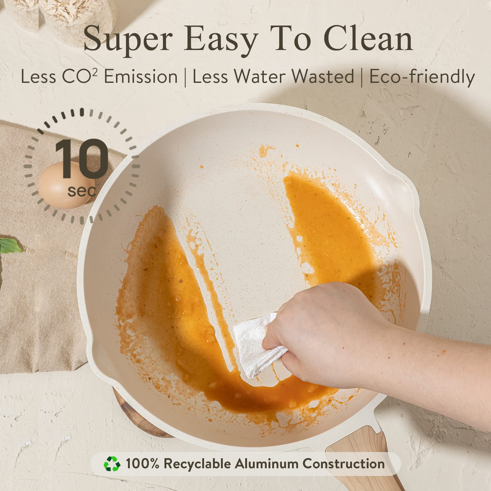 CAROTE tempered glass lid lets you watch simmer without splashes.