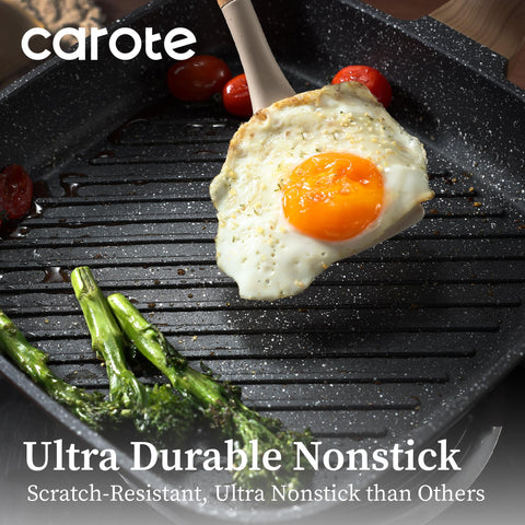 CAROTE thick base provides even heat for consistent grilling results.