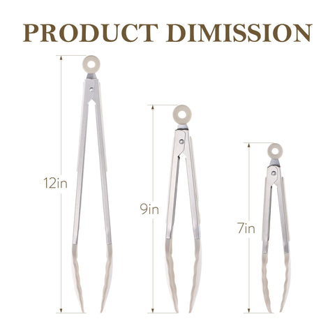 CAROTE 9-inch tongs with silicone tips for even sizzling and robust flipping