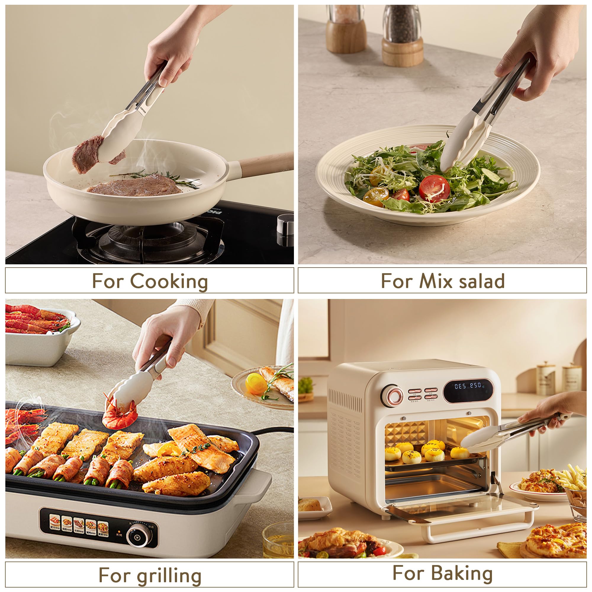 CAROTE easy-pull lock keeps tongs compact for drawer storage