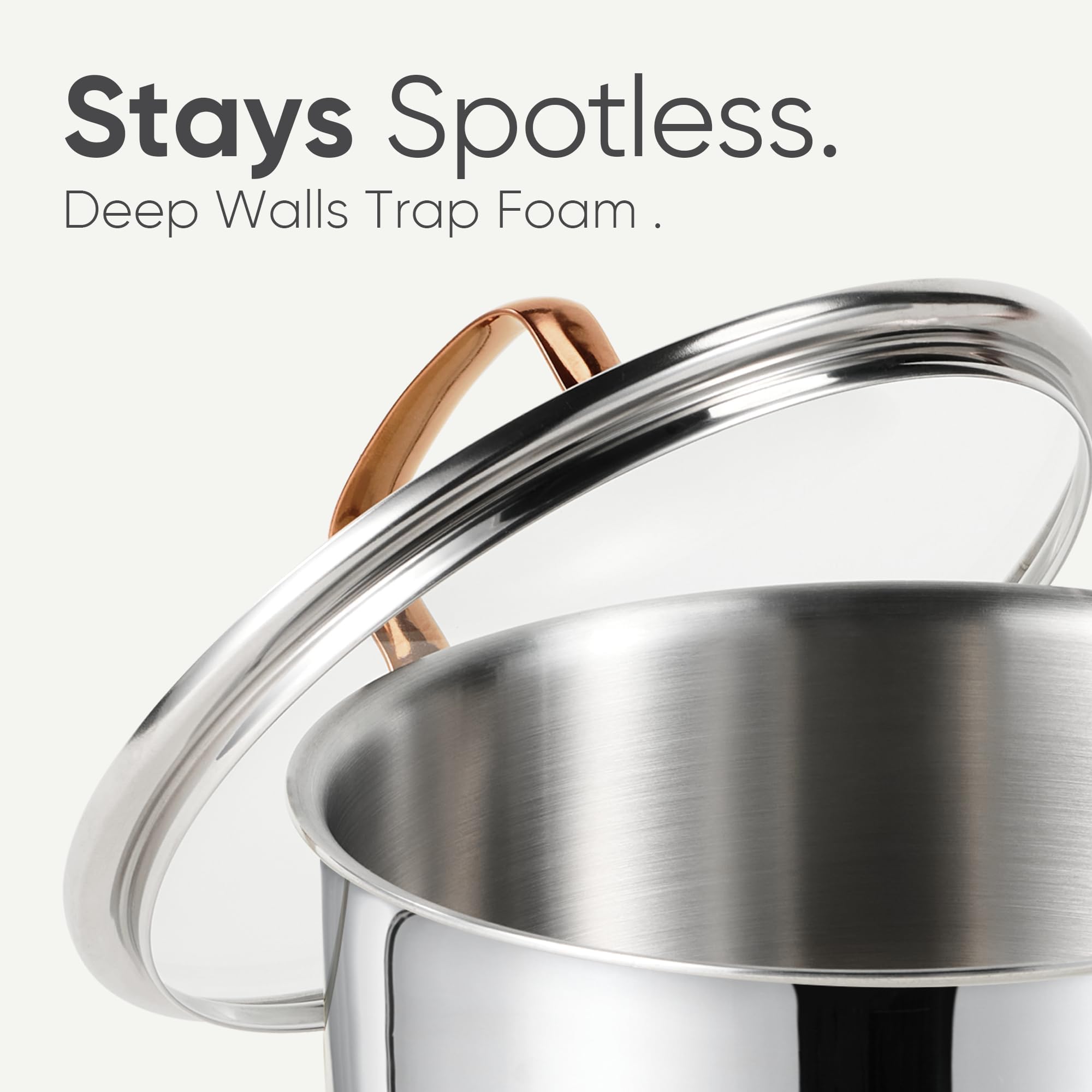 CAROTE tri-ply heat distribution illustration highlights even cooking performance.