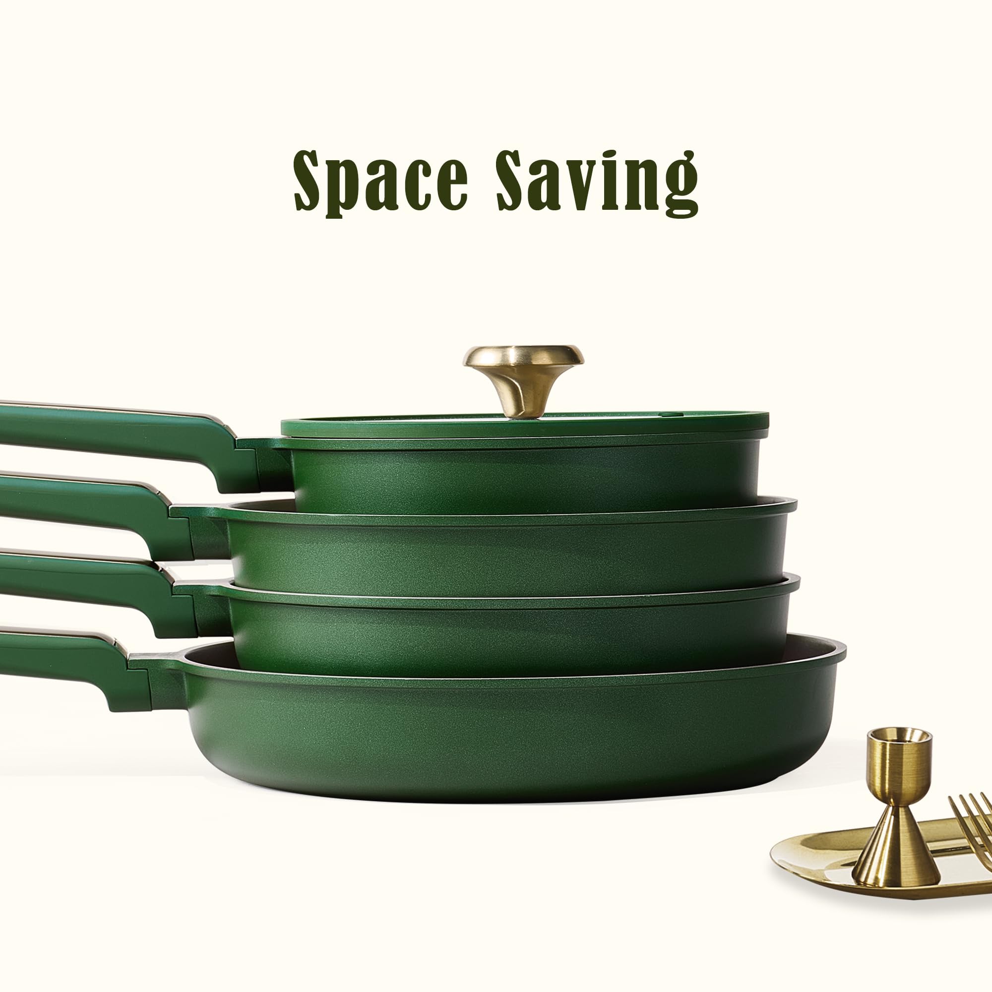 CAROTE included utensils and pan protectors for tidy storage.