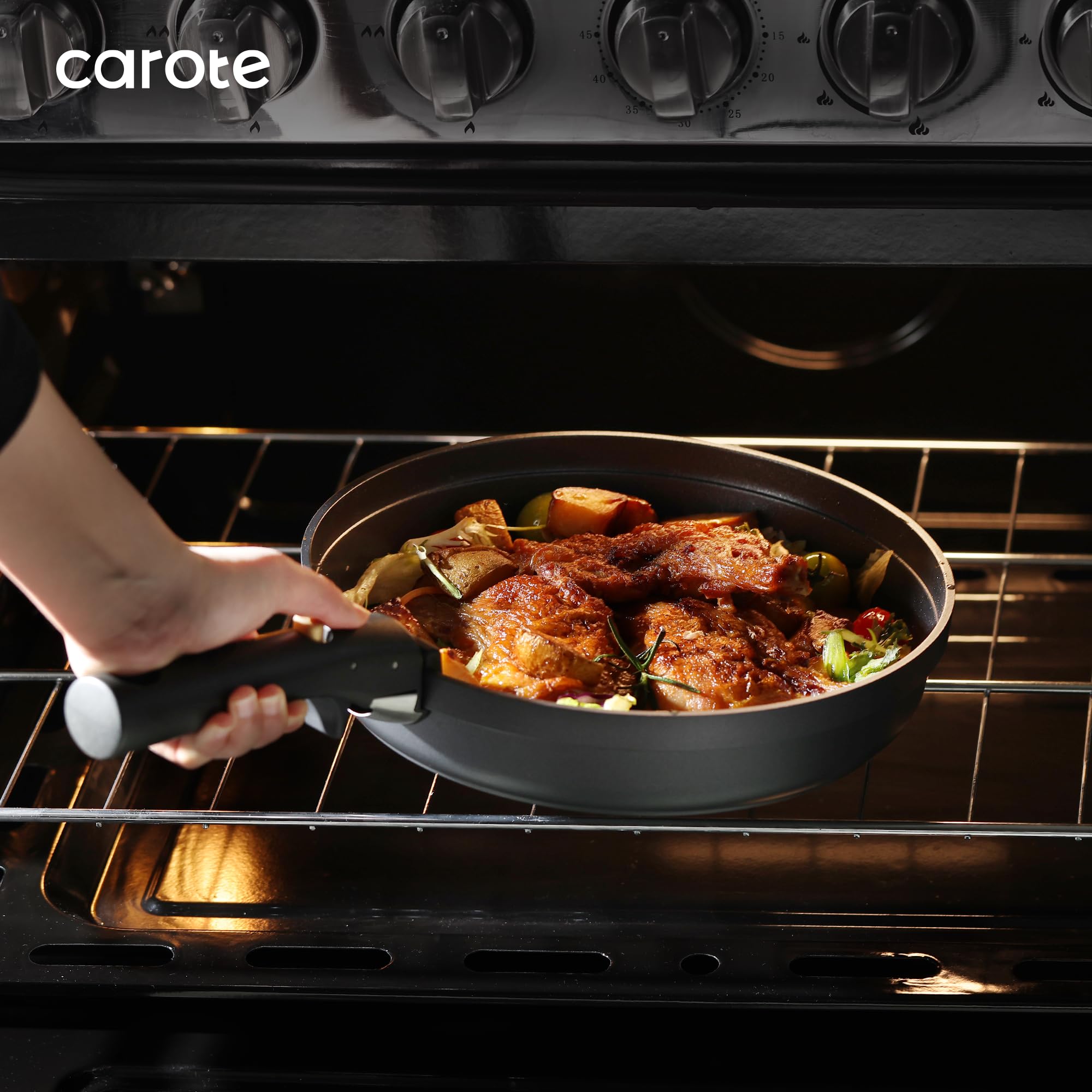 CAROTE wide-rim design for easy stacking and dustproof storage.