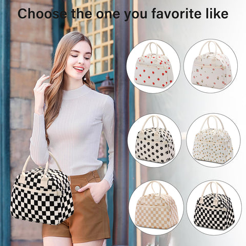 Carry Bloom checkered design adds a cute, stylish touch.