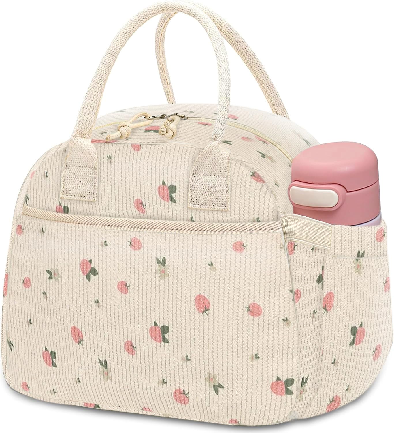 Carry bloom corduroy lunch bag with soft fabric and practical style for daily meals.
