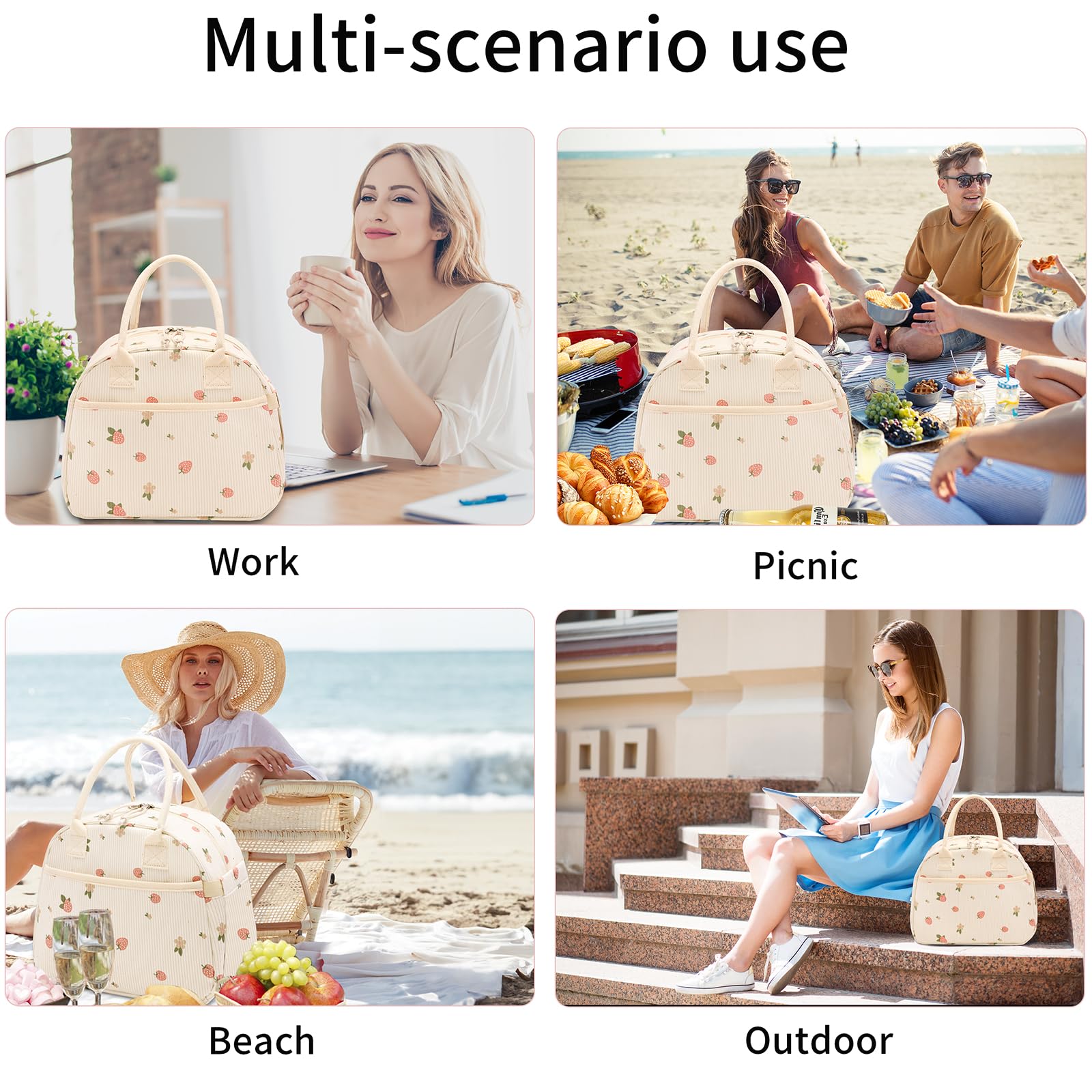 Carry bloom front-pocket-zipper keeps utensils organized for easy lunchtime access.