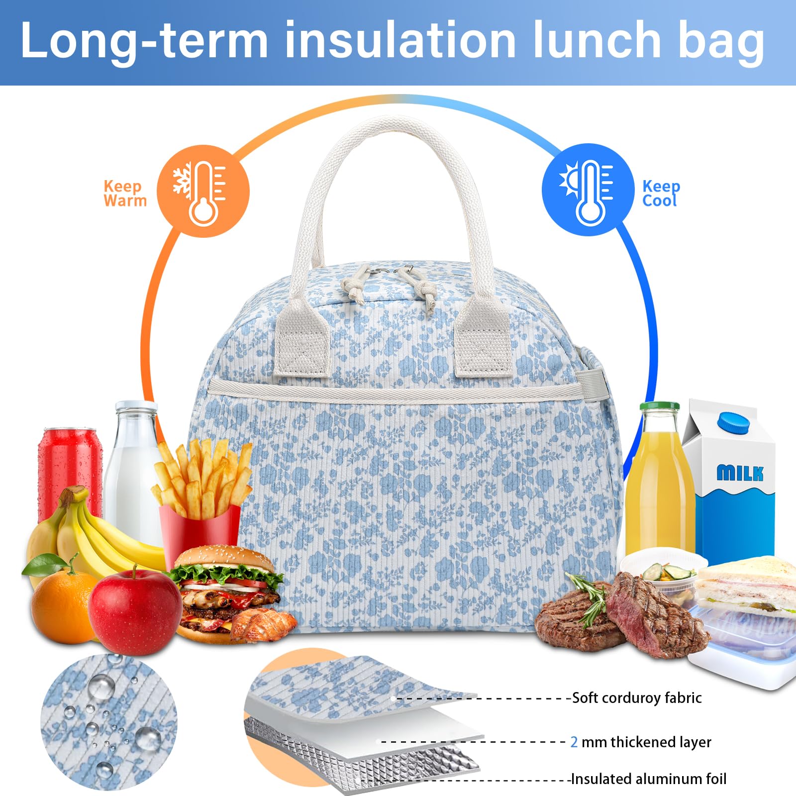 Carry bloom lunch bag with reinforced handles offers comfortable daily use