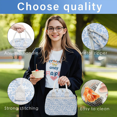 Carry bloom corduroy exterior lunch bag is waterproof and durable for daily use