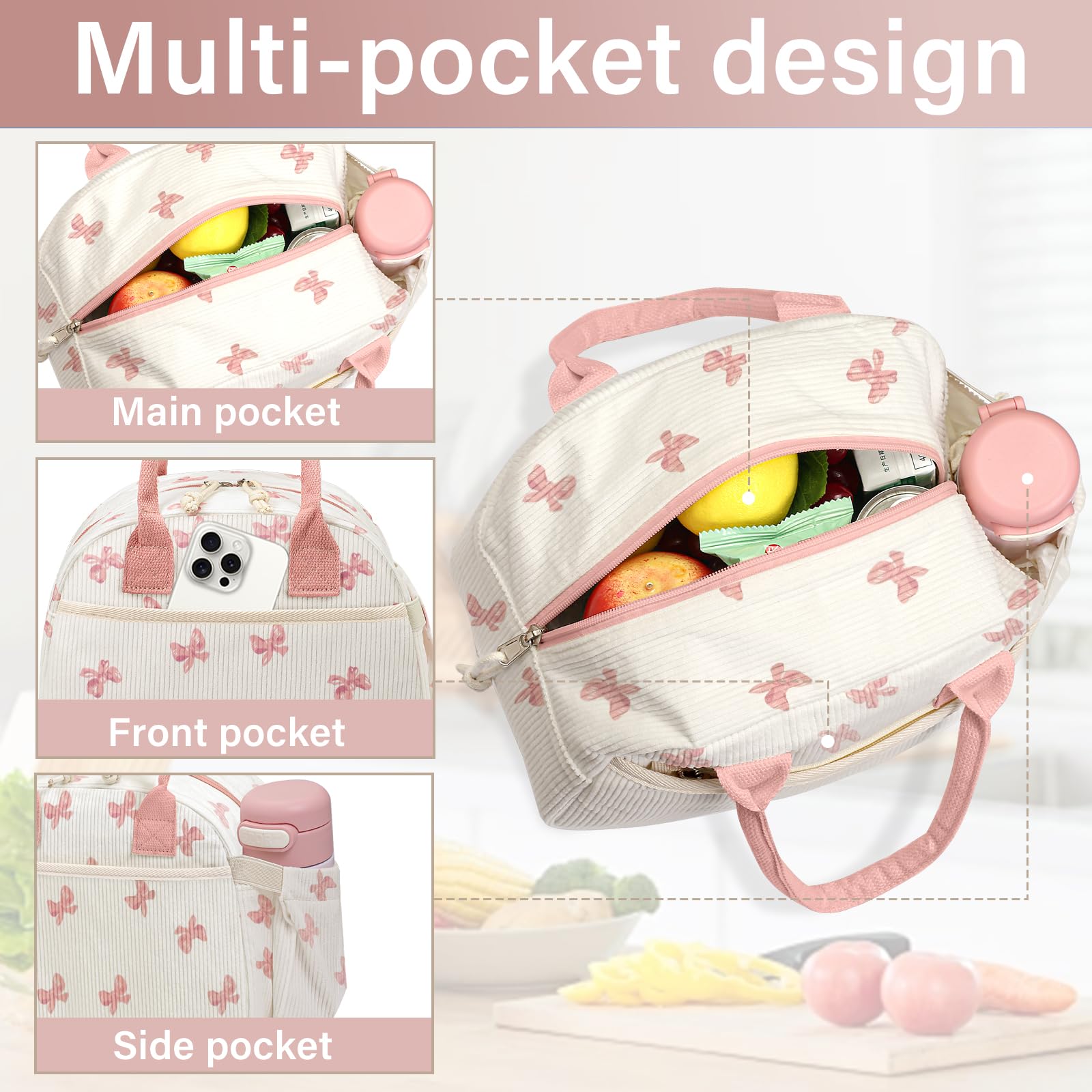 Carry bloom insulated liner inside helps maintain temperature and wipes clean