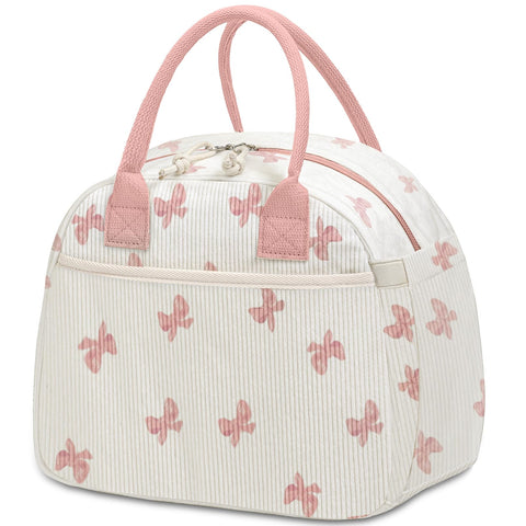 Carry bloom bow pink lunch bag versatile design for work and travel