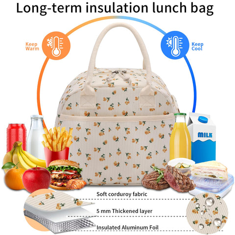 Carry bloom side elastic pocket fits drinks securely.