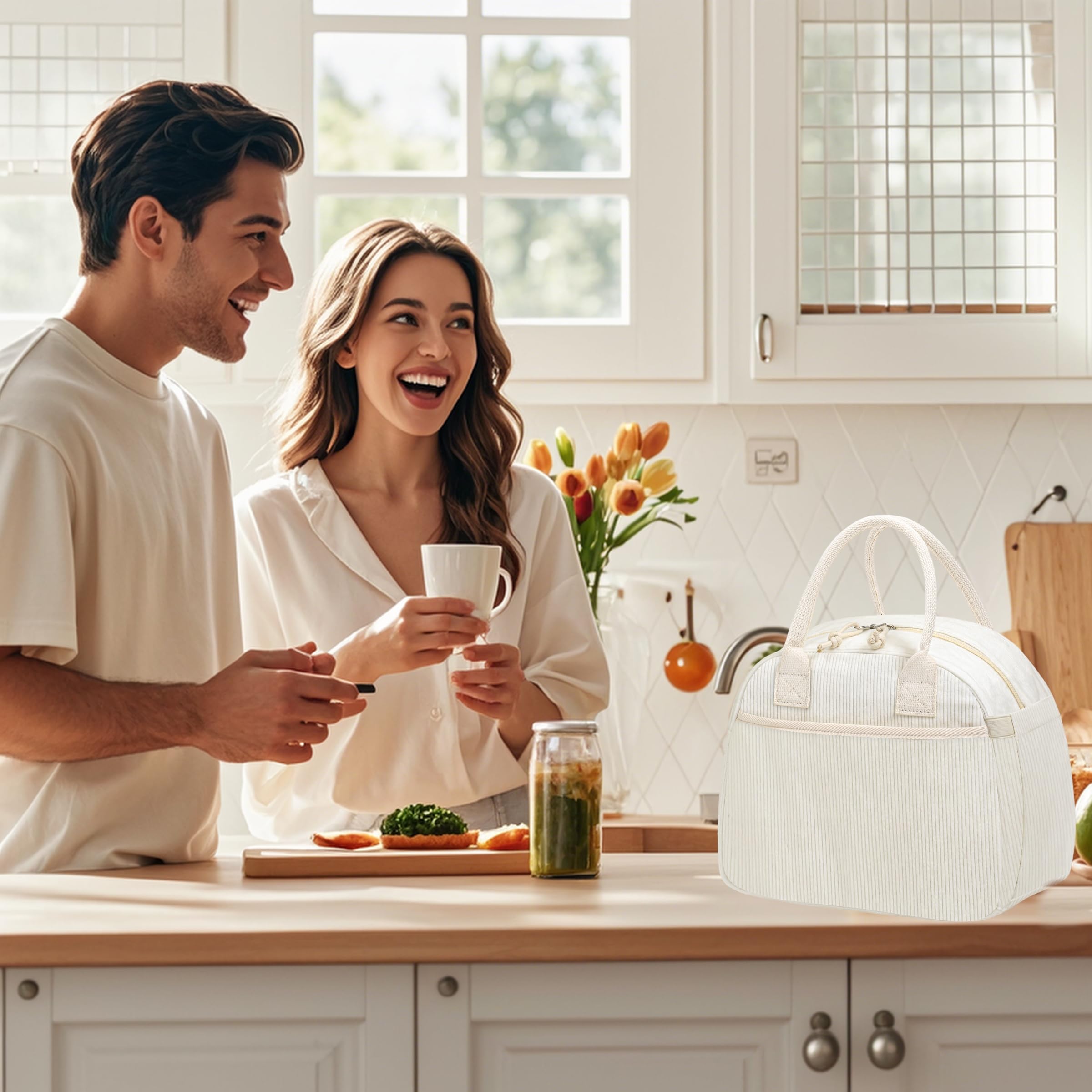 Carry bloom waterproof corduroy lunch bag protects contents in any weather.