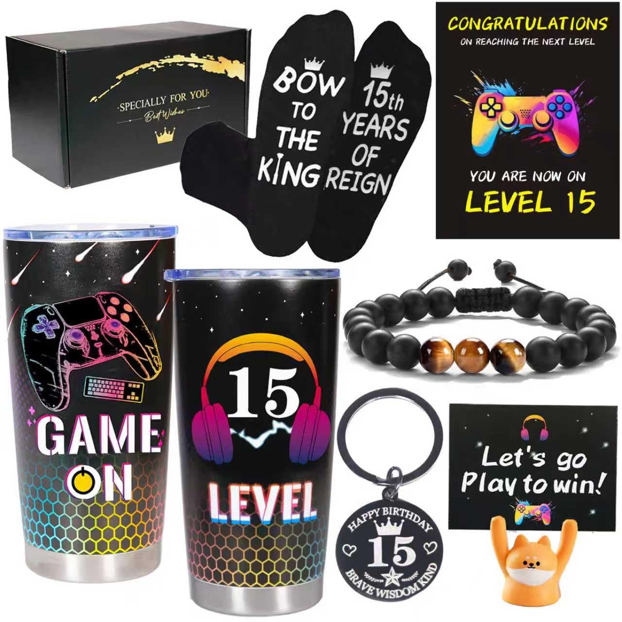 Carselage 15 Year Gamer Tumbler on a desk keeps drinks at the right temperature for gaming sessions.