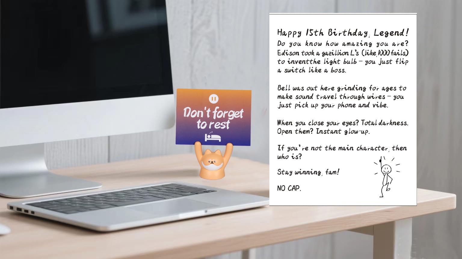 Carselage greeting cards set ready for 15th birthday celebrations.