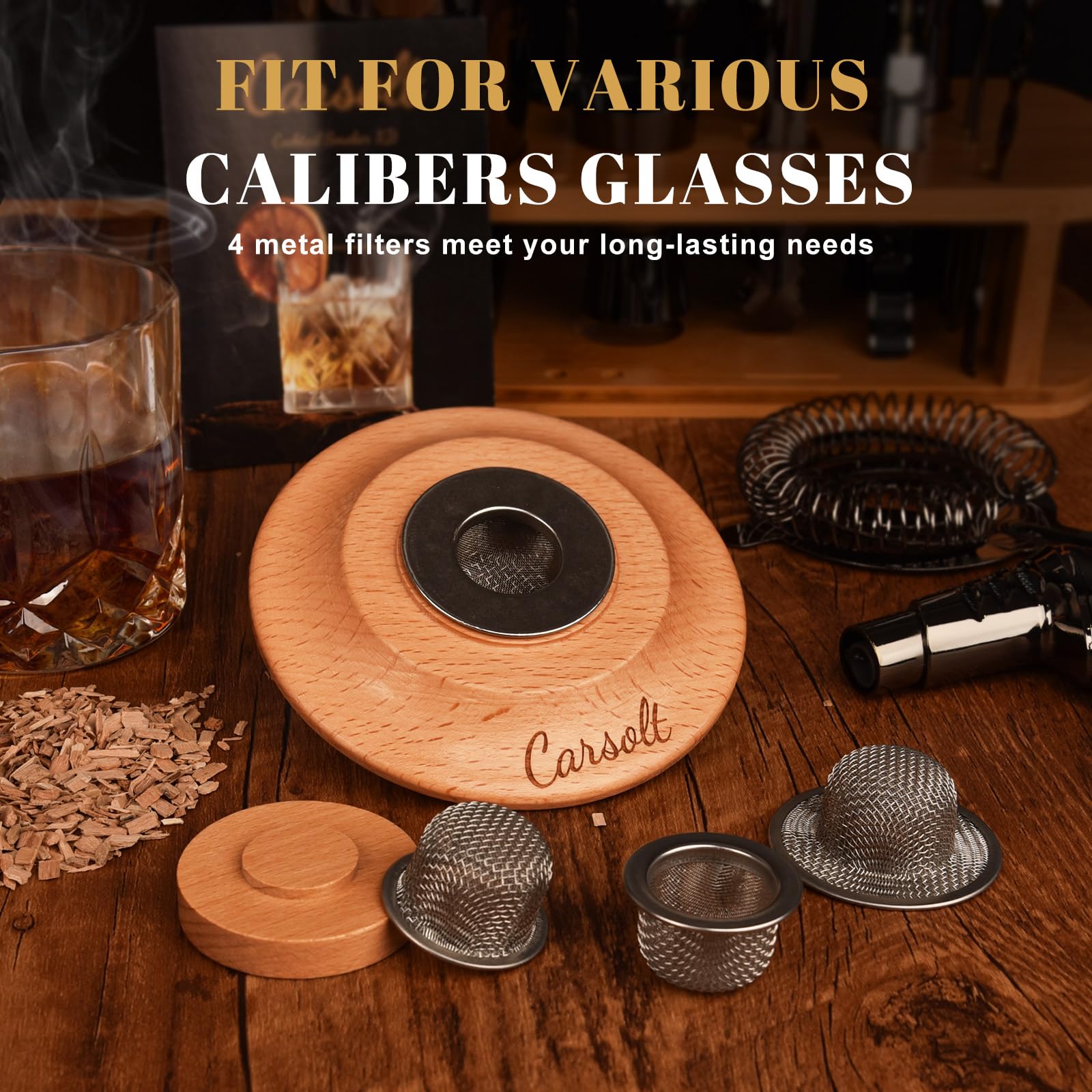 Carsolt cocktail smoker kit refillable torch enables precise flame control for smoked cocktails.