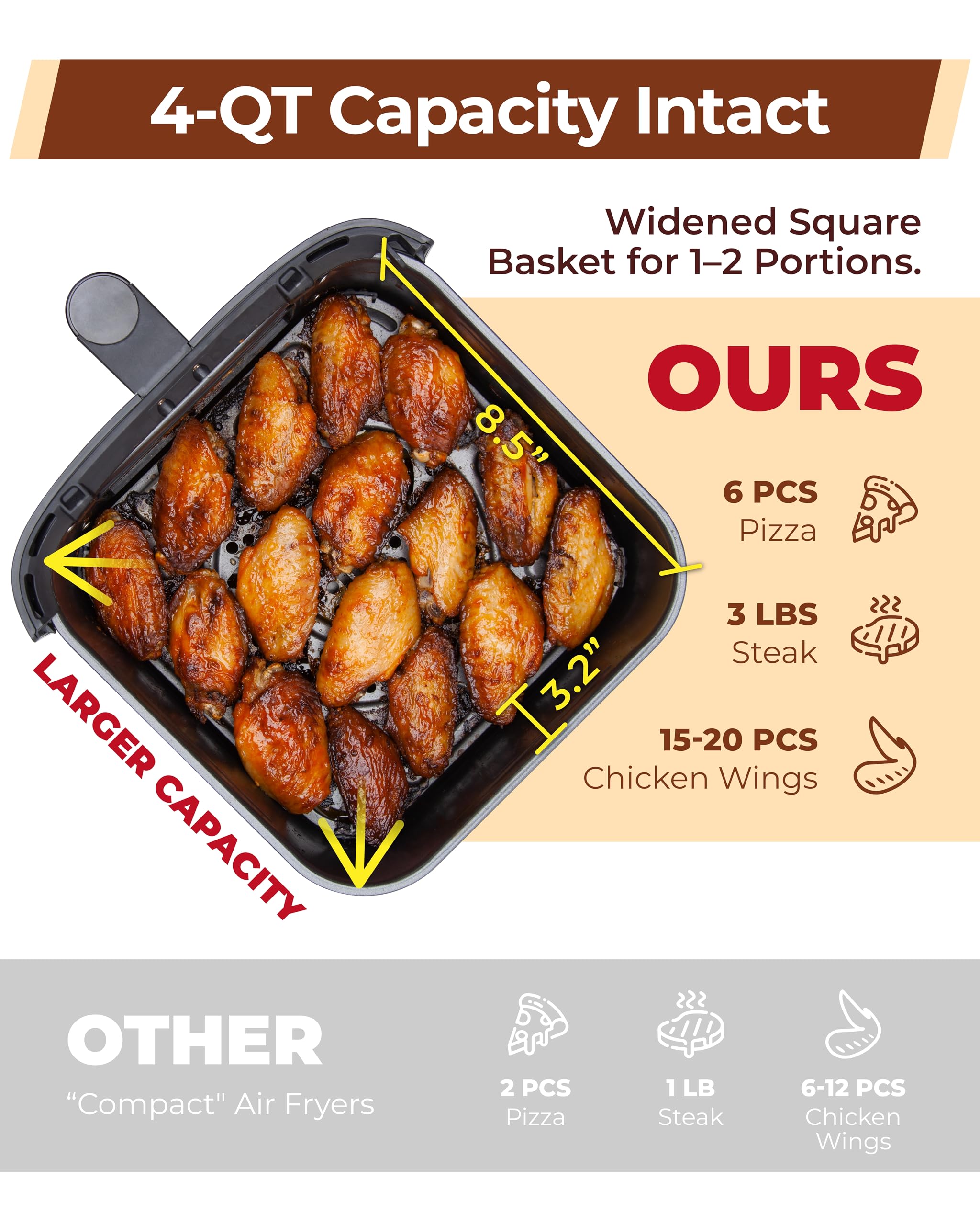 Cartman air fryer with 5-level adjustable airflow for versatile cooking.
