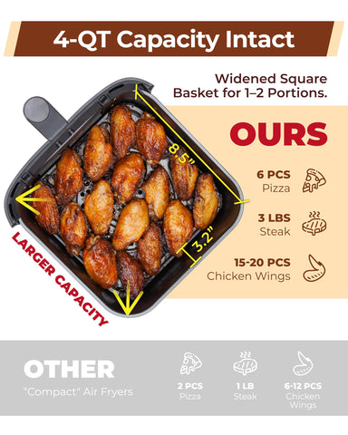 Cartman air fryer with 5-level adjustable airflow for versatile cooking.