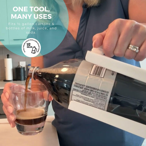 Carton Caddy XL fits juice boxes and half-gallon cartons for versatility.