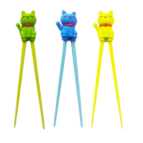 Carykon bright color set of 3 chopsticks supports easy visual learning.