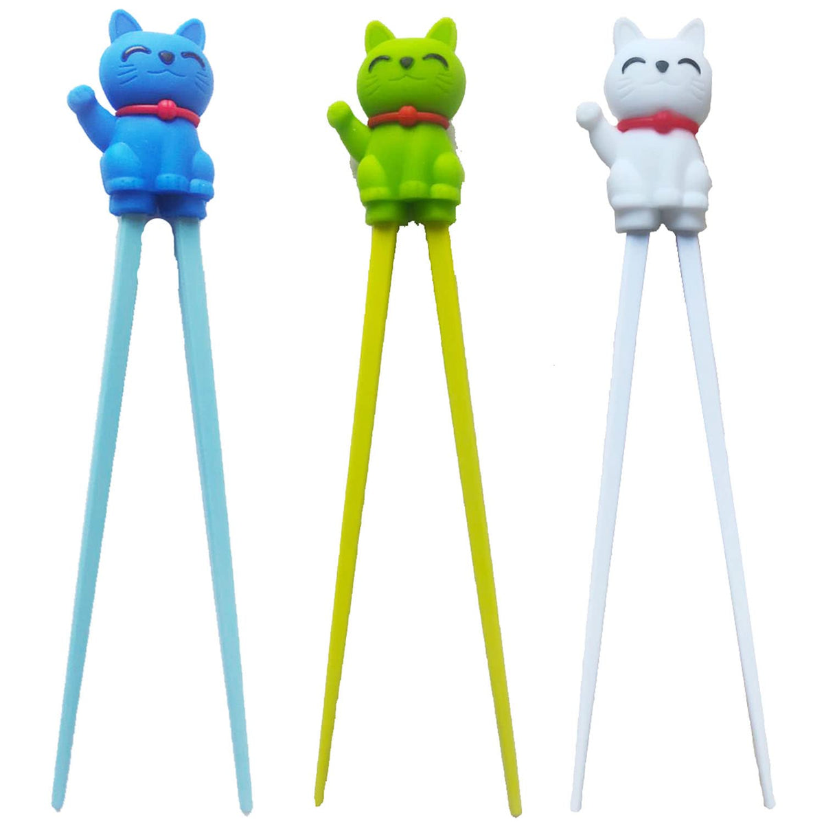 Carykon Lucky Cat training chopsticks 3pcs assist kids in learning proper grip.
