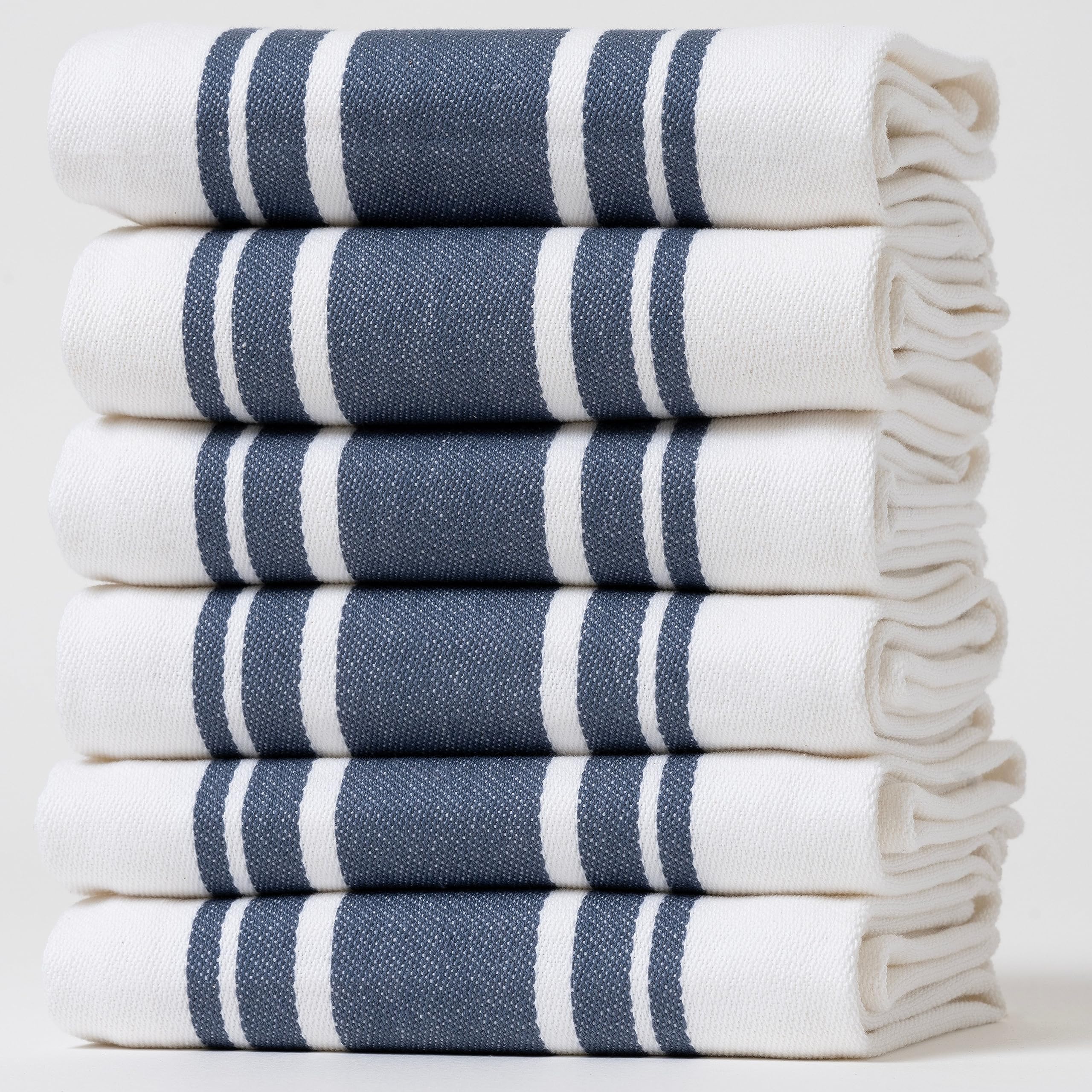 Casa De Lan blue striped towel for quick, effective drying.