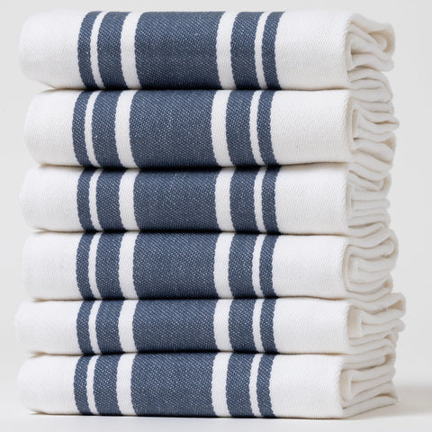 Casa De Lan blue striped towel for quick, effective drying.