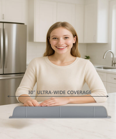 Casa Starlet 30in splash guard on counter with suction-free grip