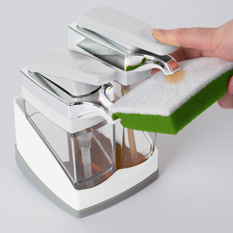 Casabella Sink Sider Duo pull tab refill with detachable base simplifies cleaning.