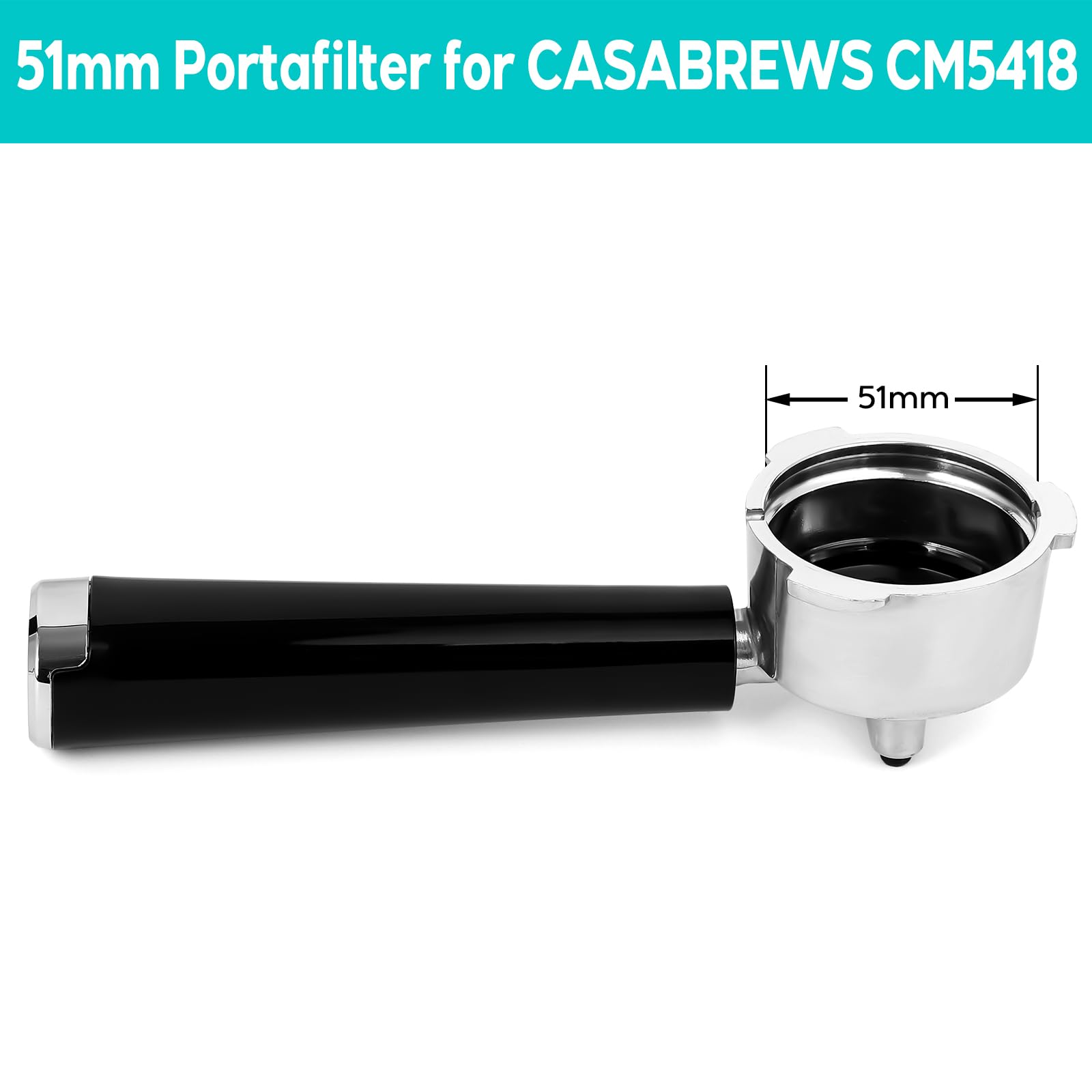 CASABREWS 51mm portafilter ear assembly shown for secure mounting and even pressure.