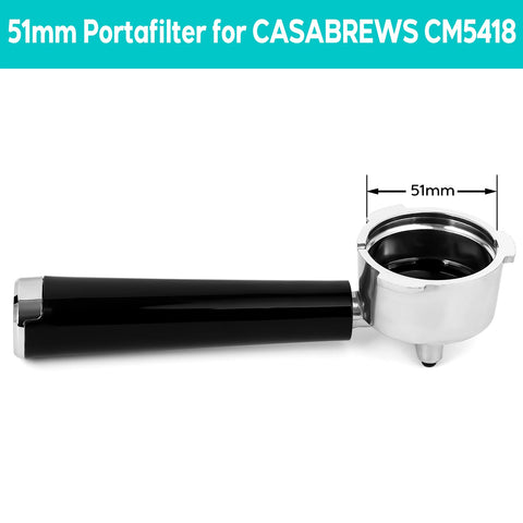 CASABREWS 51mm portafilter ear assembly shown for secure mounting and even pressure.
