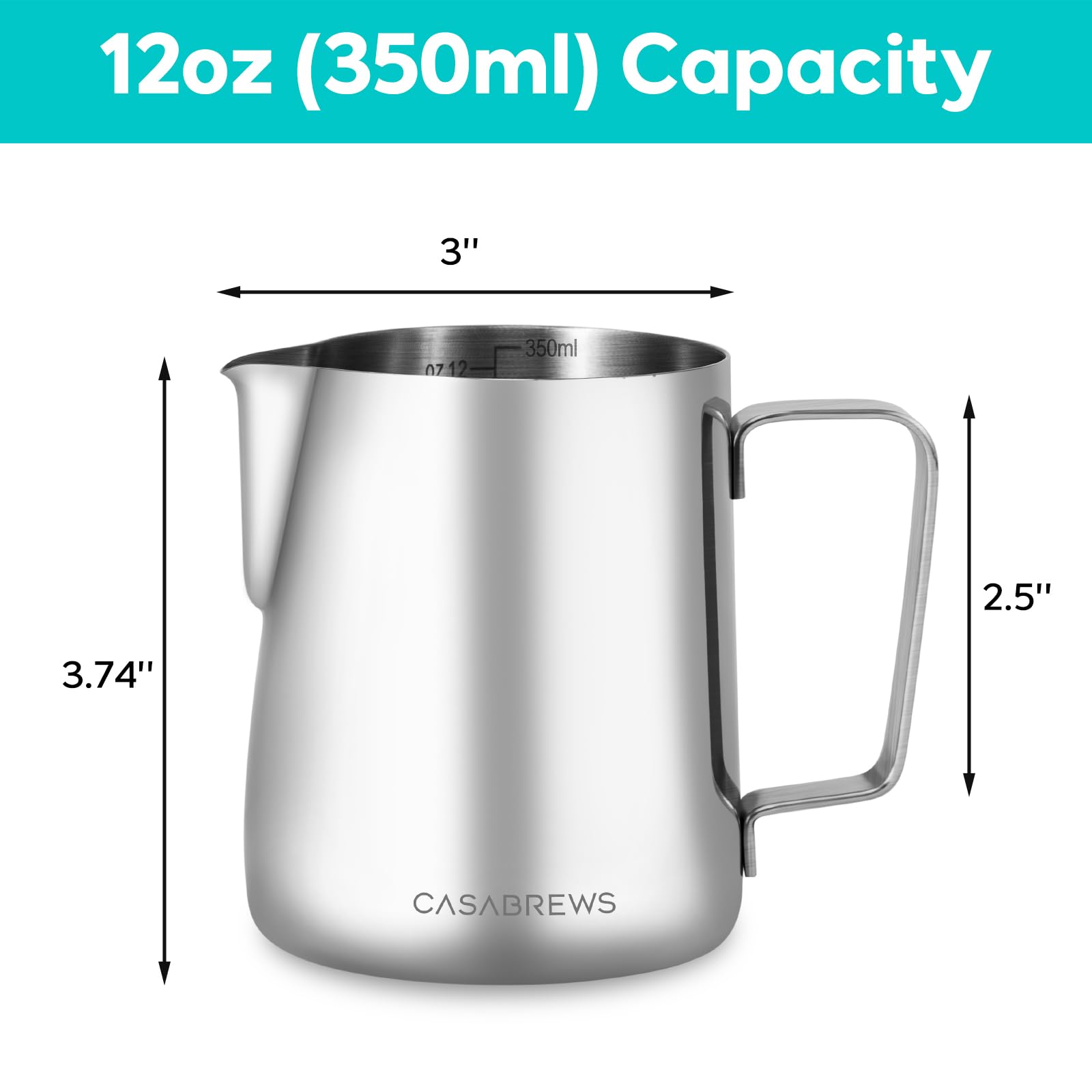 Casabrews CASMP350 dishwasher-safe stainless steel pitcher for easy cleaning