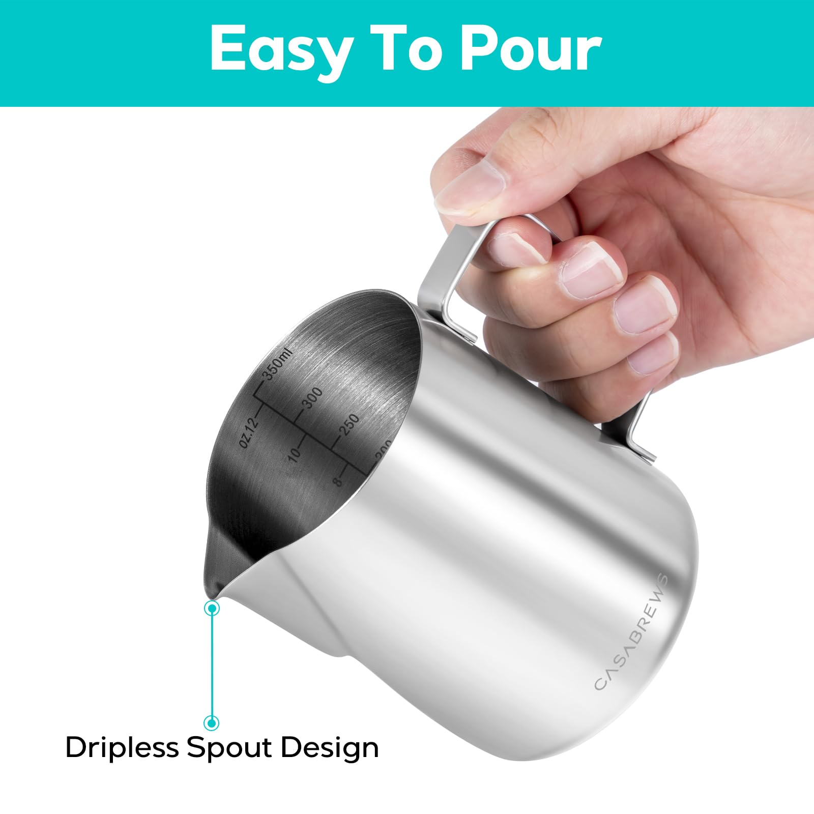 Casabrews CASMP350 ergonomic handle for steady pouring and confident control