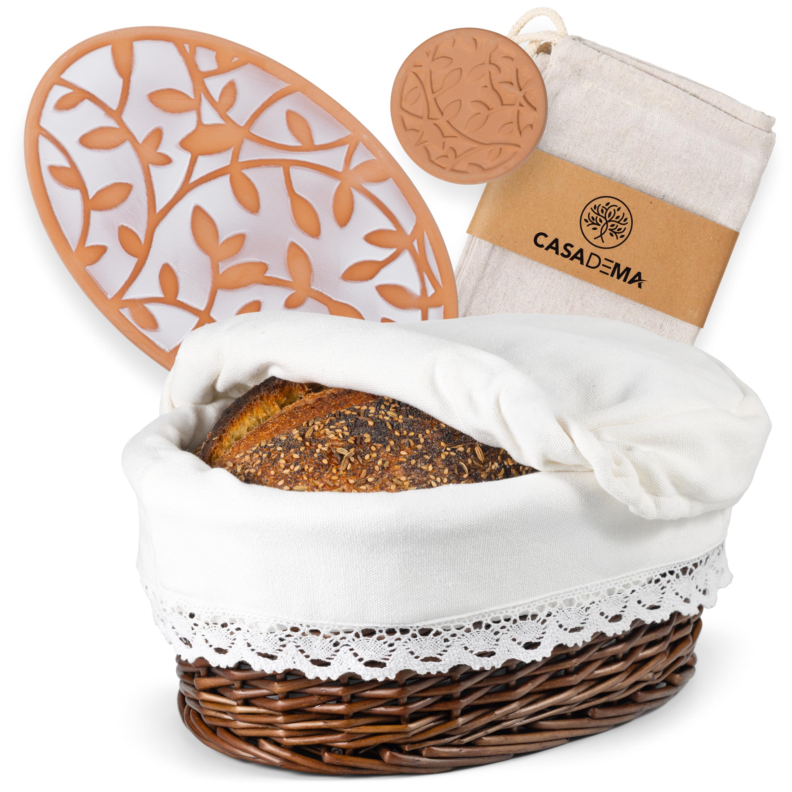 CASADEMA bread warmer basket oval 12x9 with liner and lid keeps bread warm.