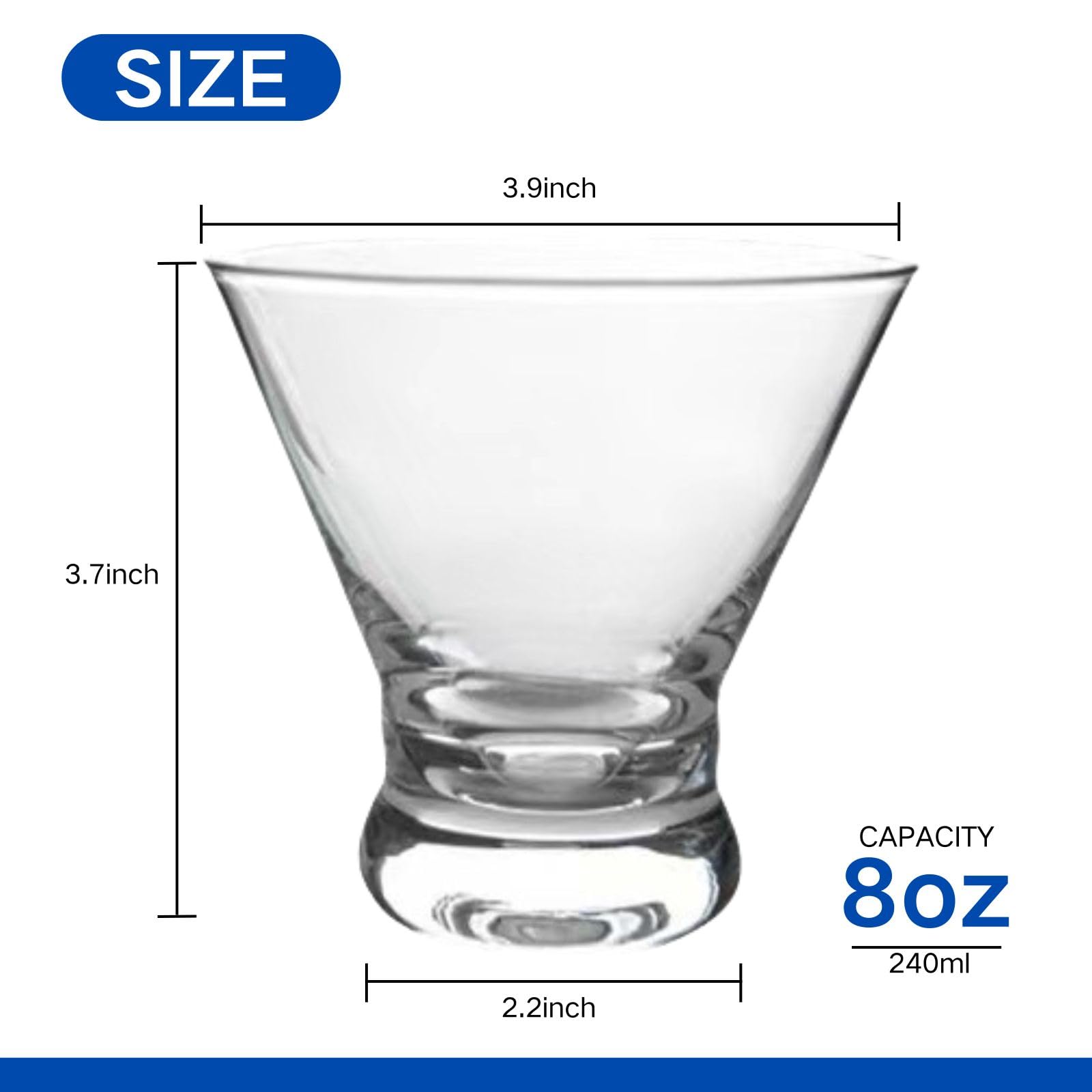 CasaVibe 8oz capacity stemless glasses ideal for classic cocktails