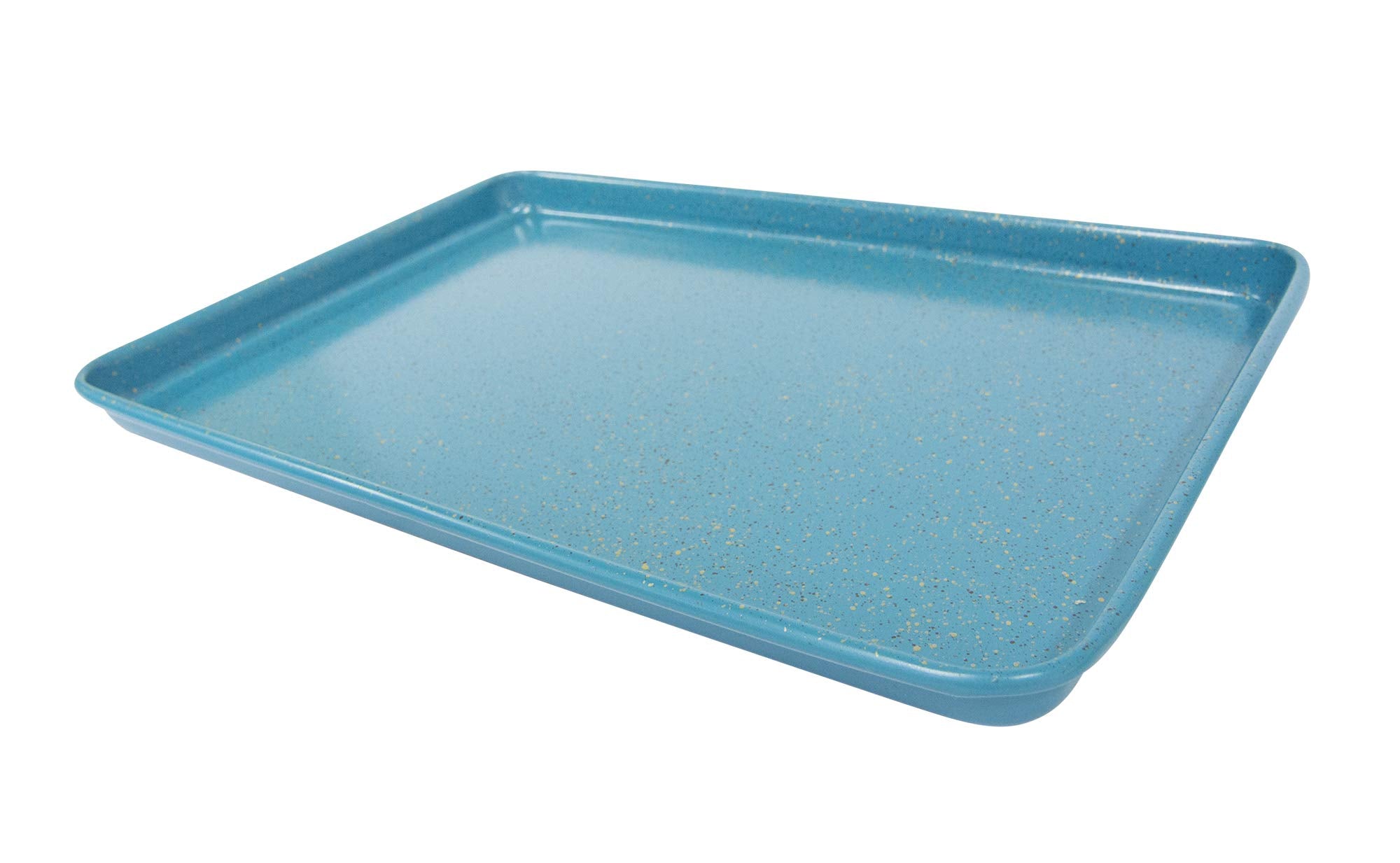 Casaware blue granite pan top view emphasizes durable 0.8mm construction