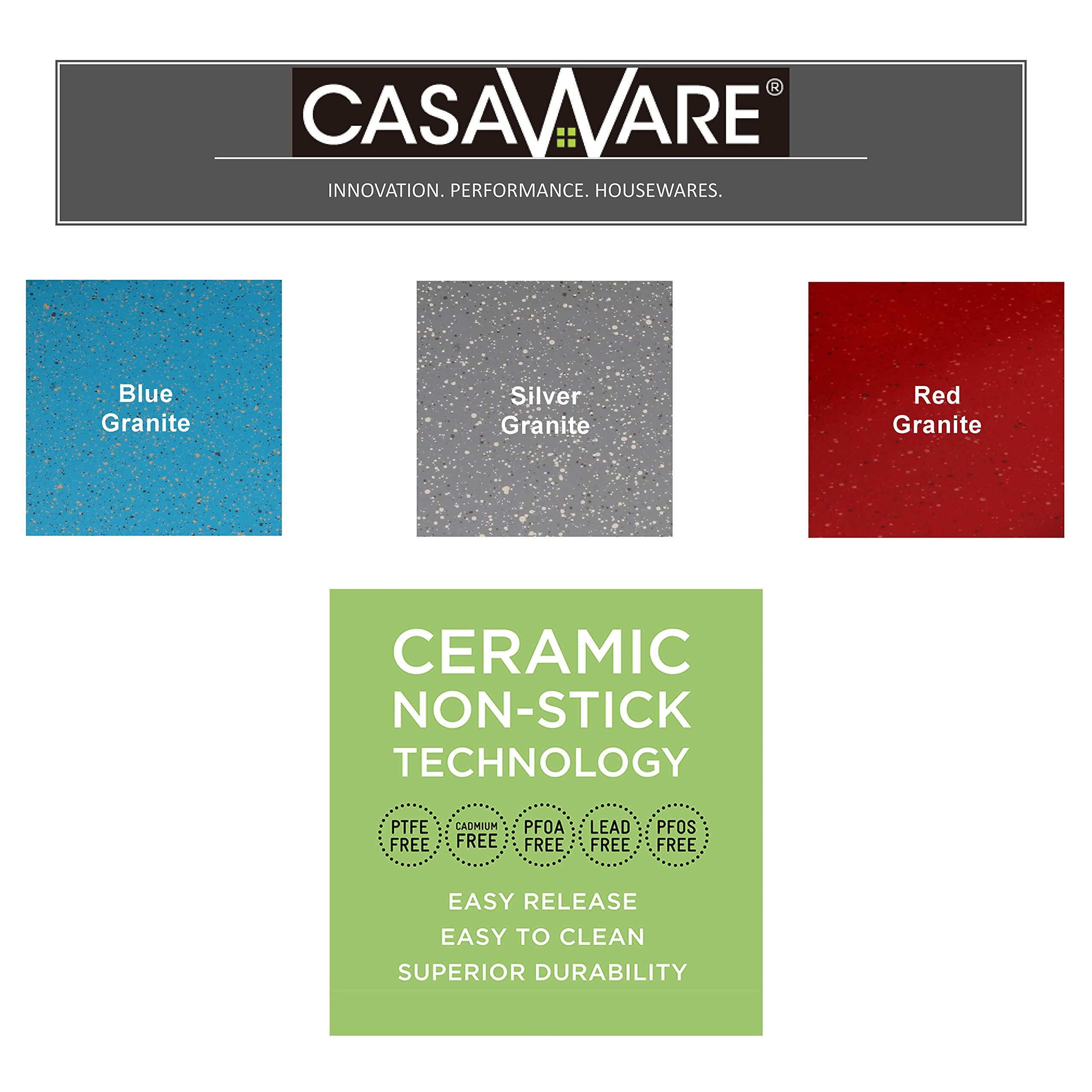 CasaWare pan in oven demonstrates toaster oven compatibility and non-stick release.