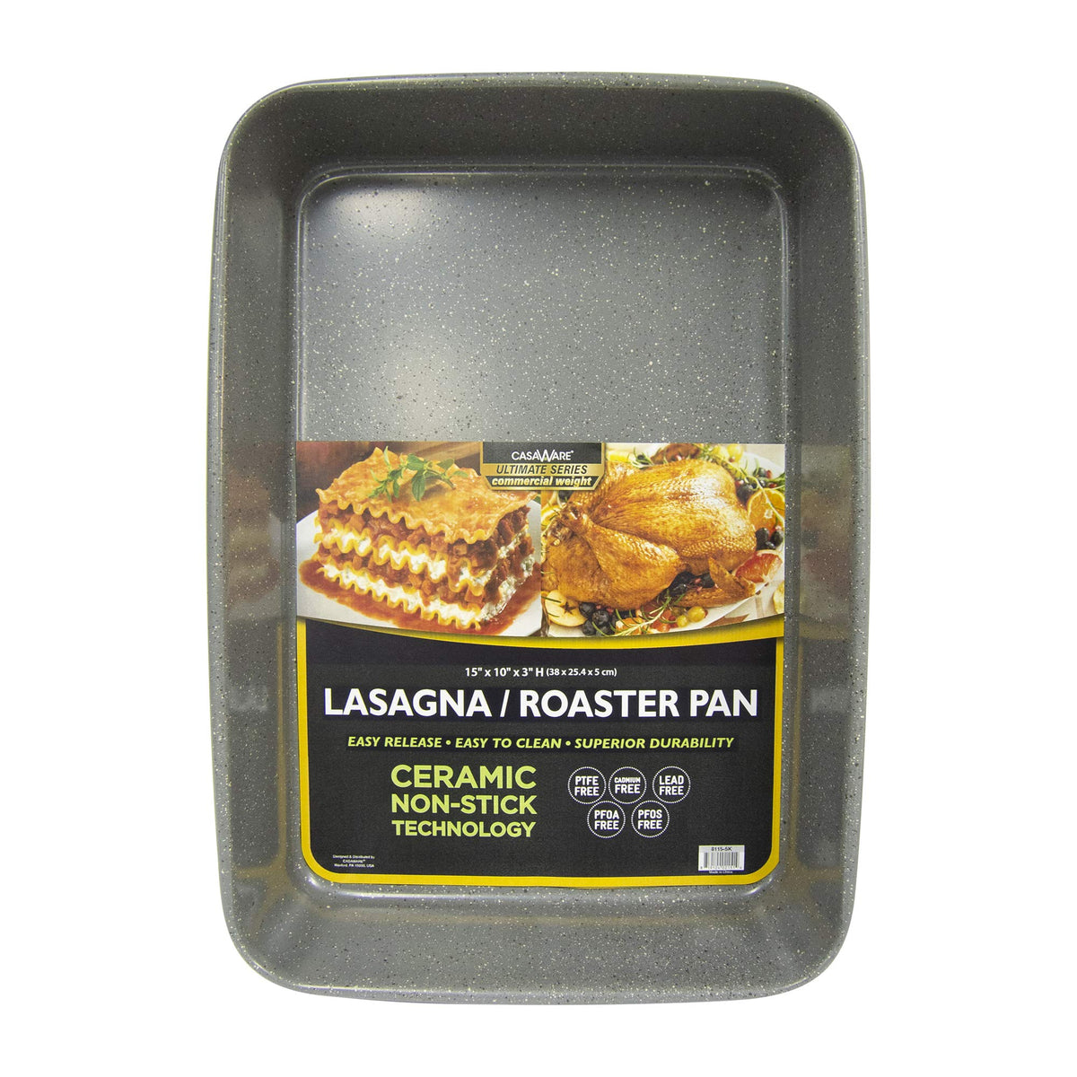 CasaWare Ultimate Series lasagna pan, top view, for even baking and easy release.
