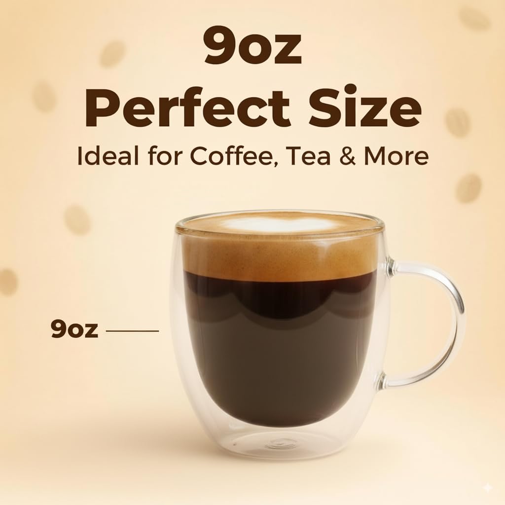 Casafoyer ergonomic glass coffee mug with comfortable grip for easy sipping.