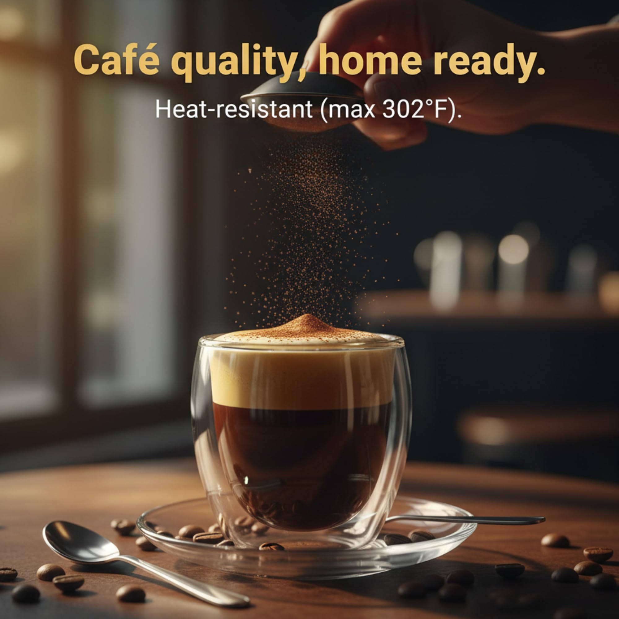 Casafoyer clear mug highlights espresso art and layered drinks beautifully.