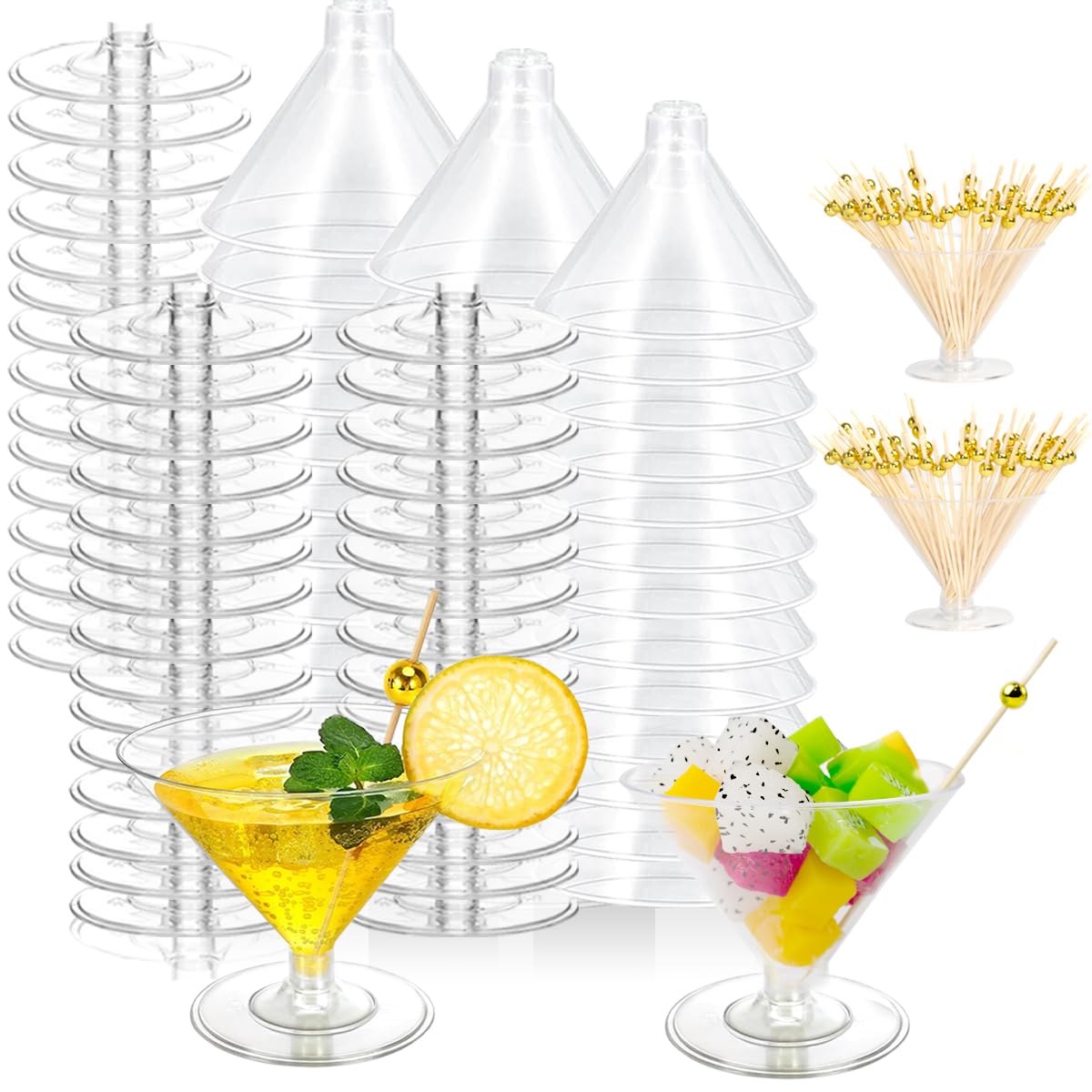 Cashger plastic martini glasses 5oz clear for appetizers and desserts