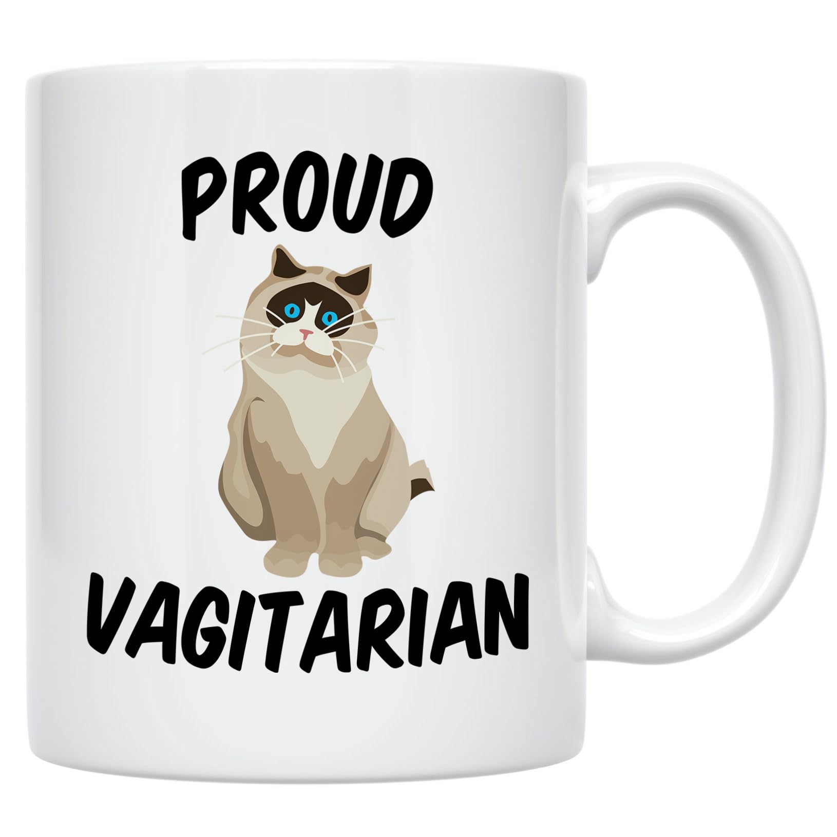 Casitika Proud Vagitarian mug front view showing bold LGBT design for daily coffee.