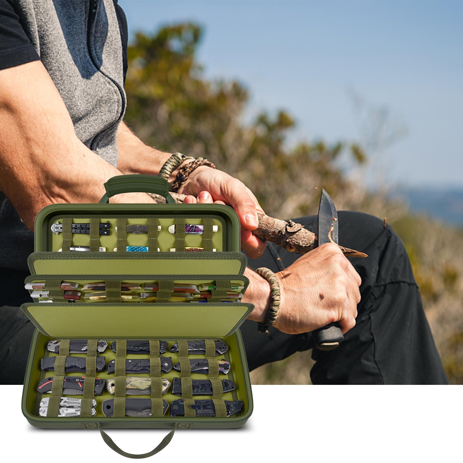 Casmilee capacity fits 64 plus knives for large collections.