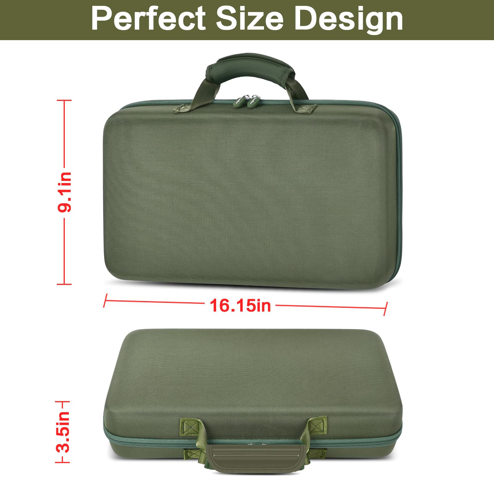 Casmilee carry handle and dual zippers ensure easy access.