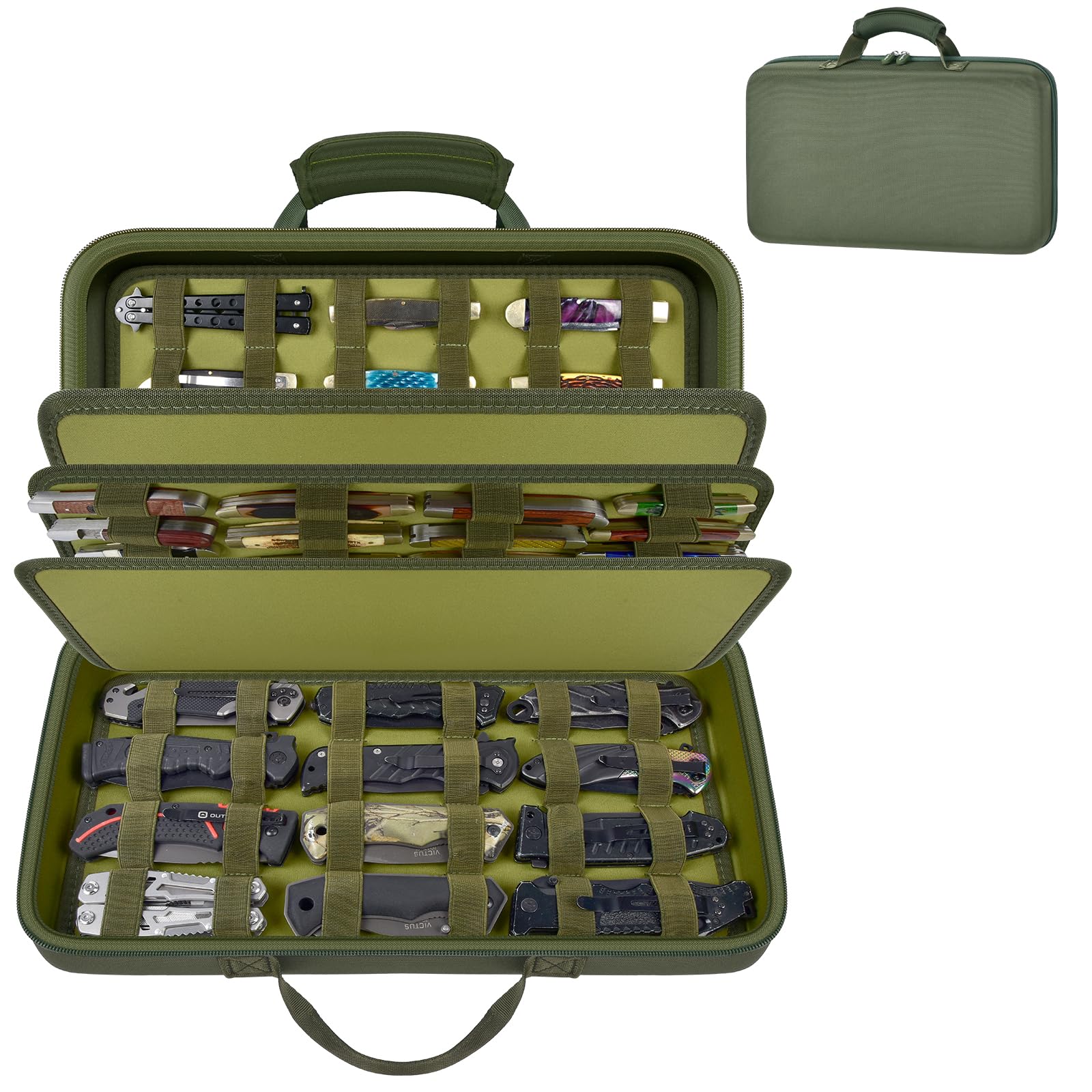 Casmilee large knife display case with 88 slots for organized collection.