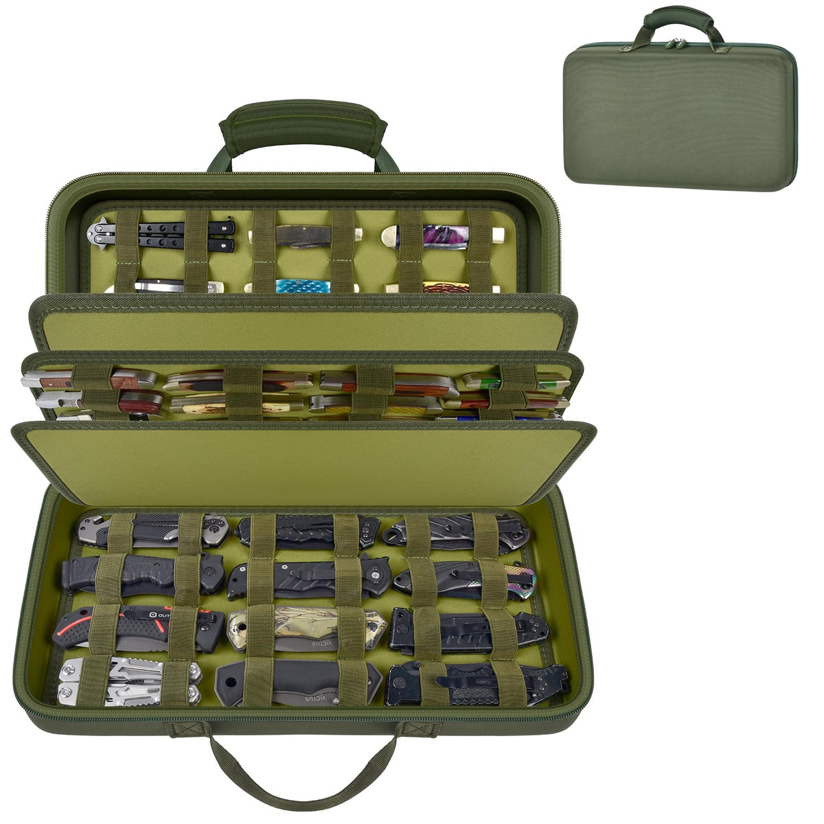 Casmilee large knife display case with 88 slots for organized collection.