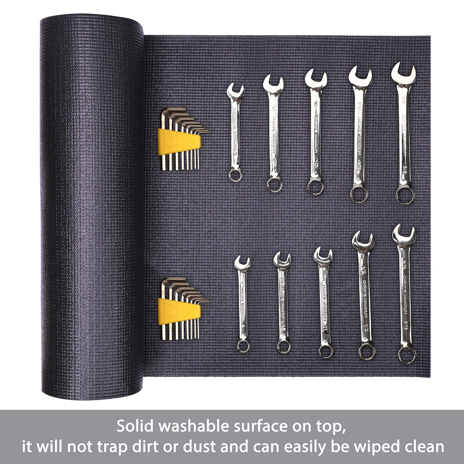 CASOMAN liner showing non-slip top and bottom surfaces for tool security.