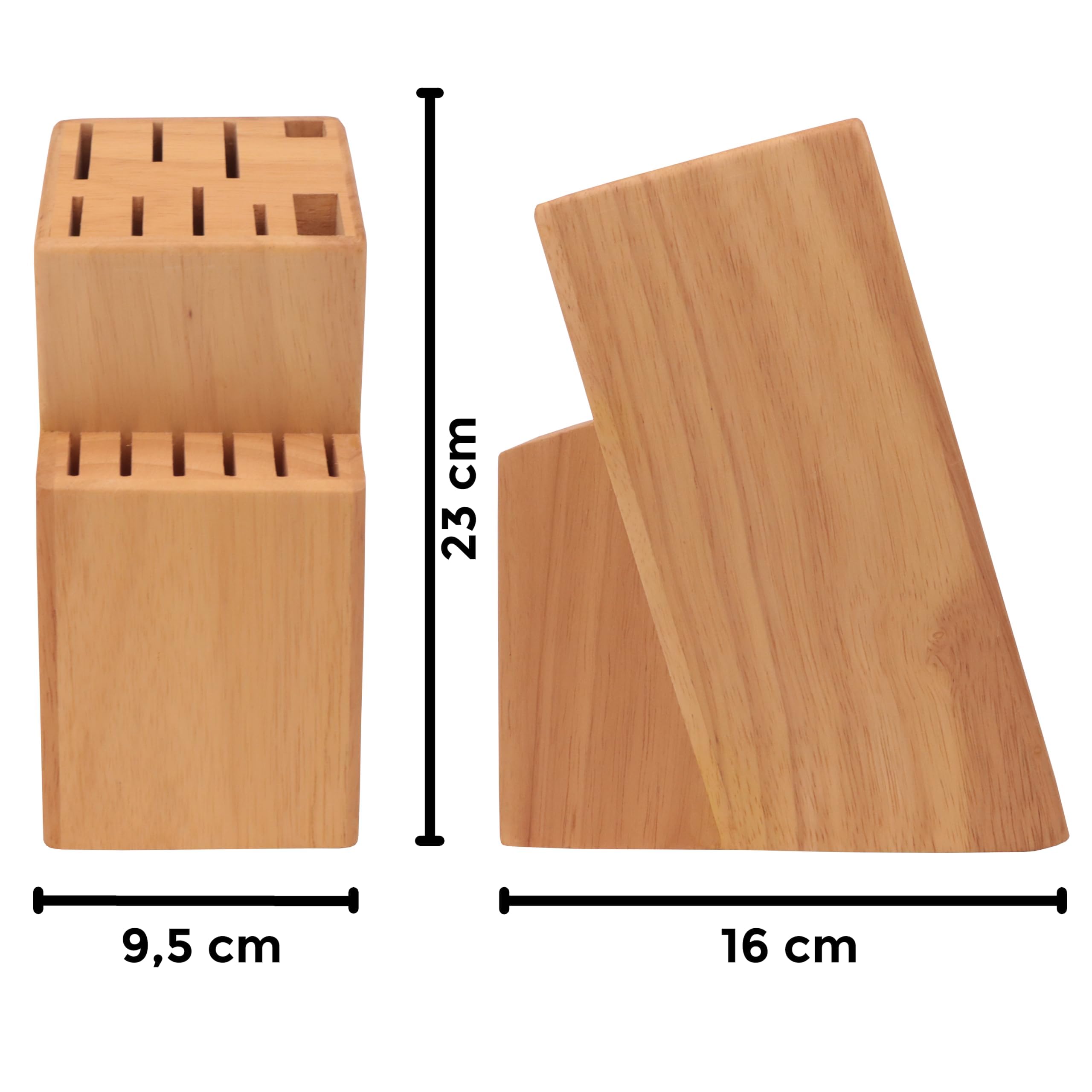 Cassary knife block interior wood design protects blades.