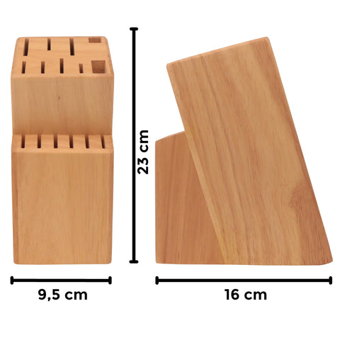 Cassary knife block interior wood design protects blades.